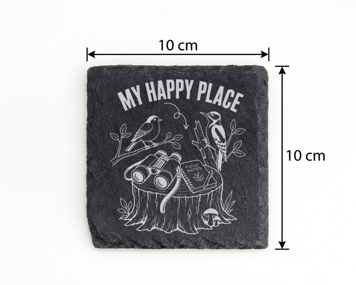 Schiefer Untersetzer Vögel My Happy Place - Geschenk für Vogelbeobacht – Bild 4