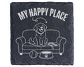 Schiefer Untersetzer Hund My Happy Place Sofa - Geschenk für Hundebesi – Bild 1