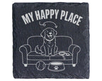 Schiefer Untersetzer Hund My Happy Place Sofa - Geschenk für Hundebesi – Bild 1