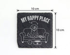 Schiefer Untersetzer Hund My Happy Place Sofa - Geschenk für Hundebesi – Bild 4