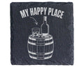 Schiefer Untersetzer Whiskey My Happy Place Spruch - Lustiges Geschenk – Bild 1