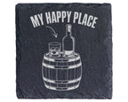 Schiefer Untersetzer Whiskey My Happy Place Spruch - Lustiges Geschenk – Bild 1