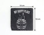 Schiefer Untersetzer Whiskey My Happy Place Spruch - Lustiges Geschenk – Bild 4