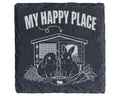 Schiefer Untersetzer Hasen My Happy Place - Geschenk für Kaninchenbesi – Bild 1