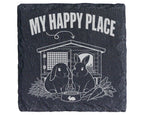 Schiefer Untersetzer Hasen My Happy Place - Geschenk für Kaninchenbesi – Bild 1