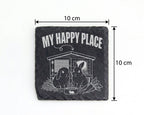 Schiefer Untersetzer Hasen My Happy Place - Geschenk für Kaninchenbesi – Bild 4