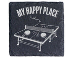 Schiefer Untersetzer Tischtennis My Happy Place - Geschenk für Spieler – Bild 1