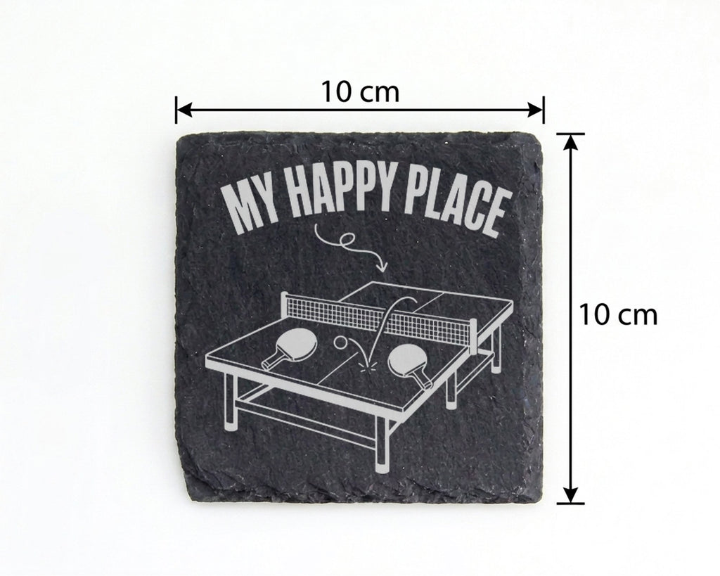 Schiefer Untersetzer Tischtennis My Happy Place - Geschenk für Spieler – Bild 4