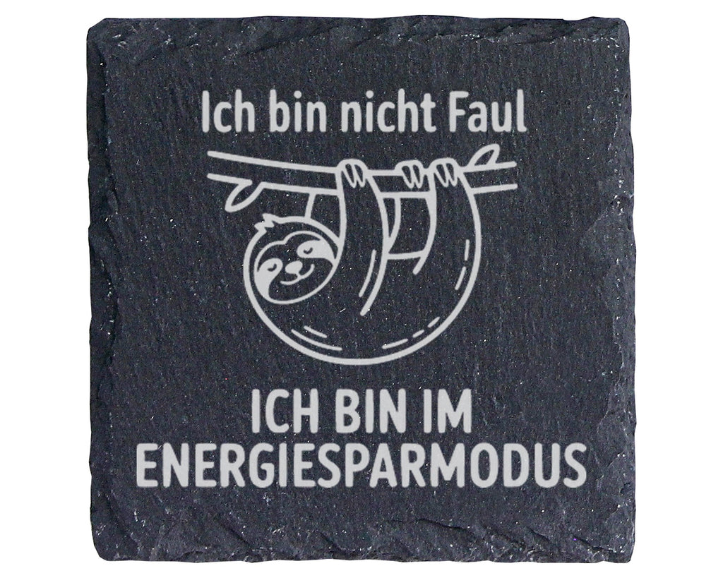 Schiefer Untersetzer Faultier Ich Bin Nicht Faul Energiesparmodus - Lu – Bild 1
