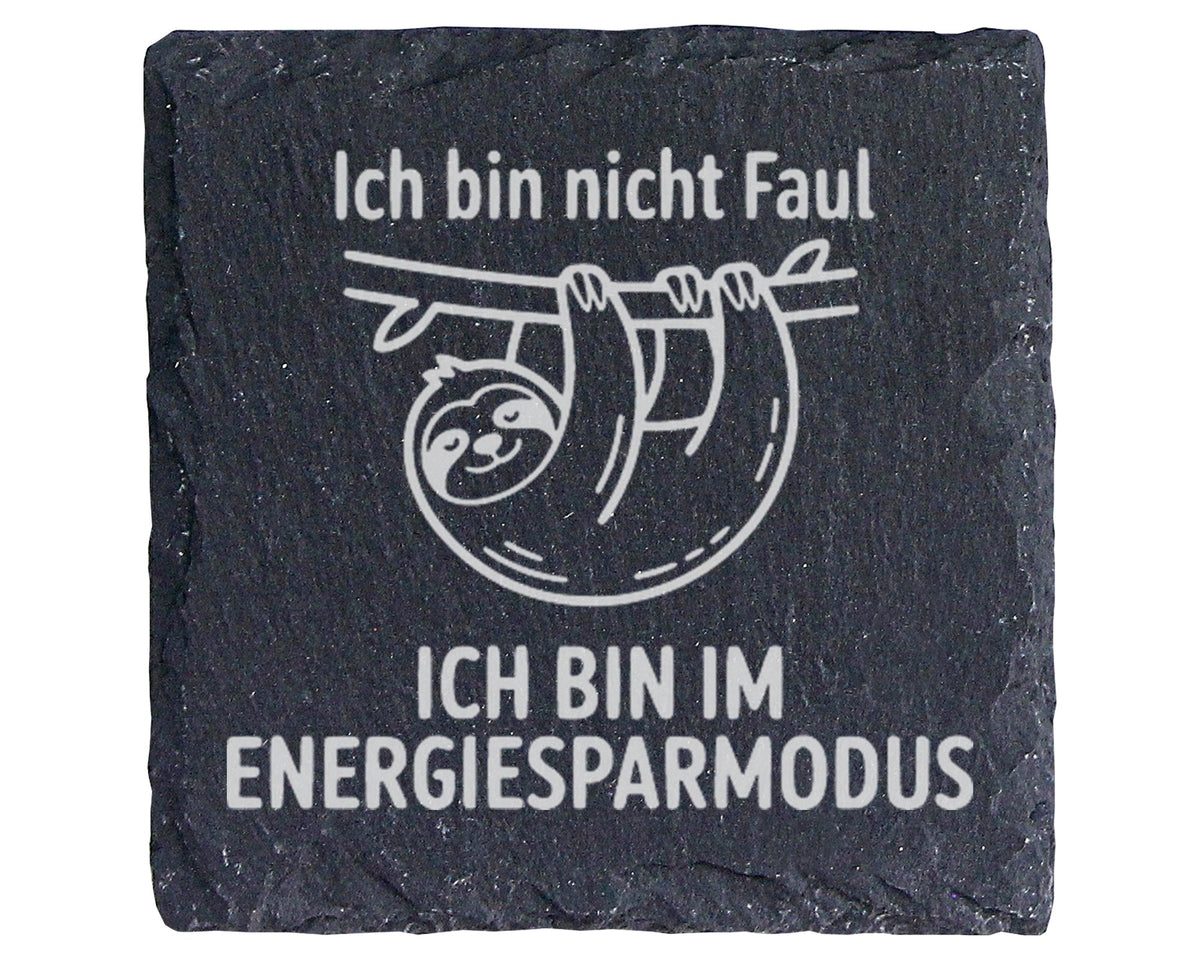 Schiefer Untersetzer Faultier Ich Bin Nicht Faul Energiesparmodus - Lu – Bild 1
