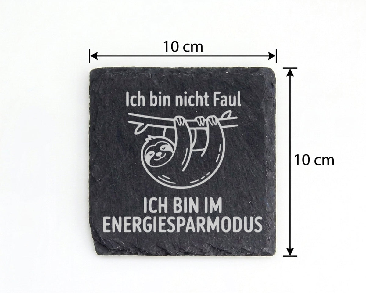 Schiefer Untersetzer Faultier Ich Bin Nicht Faul Energiesparmodus - Lu – Bild 4