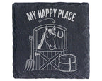 Schiefer Untersetzer Pferd My Happy Place - Geschenk für Reiterin Mädc – Bild 1