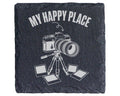 Schiefer Untersetzer Kamera My Happy Place - Geschenk für Fotograf Fot – Bild 1