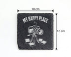 Schiefer Untersetzer Kamera My Happy Place - Geschenk für Fotograf Fot – Bild 4