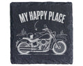 Schiefer Untersetzer Motorrad My Happy Place - Geschenk für Biker Moto – Bild 1