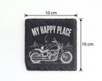 Schiefer Untersetzer Motorrad My Happy Place - Geschenk für Biker Moto – Bild 4