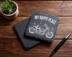 Schiefer Untersetzer Motorrad My Happy Place - Geschenk für Biker Moto – Bild 5