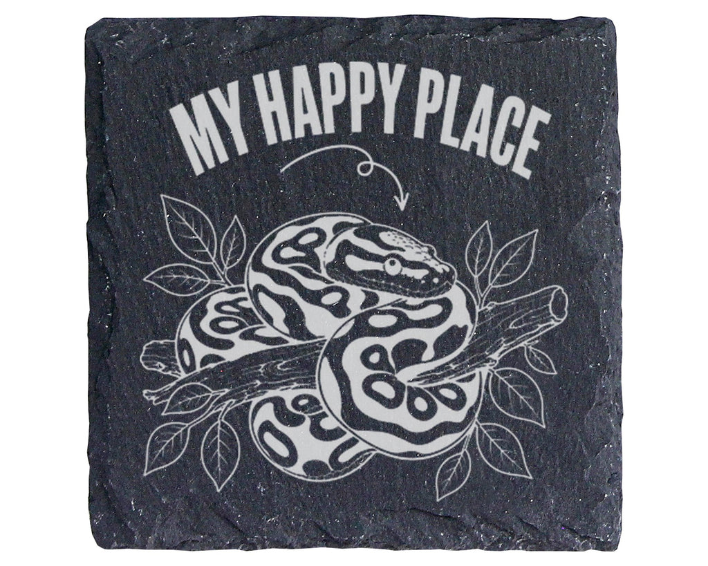 Schiefer Untersetzer Schlange My Happy Place - Geschenk fuer Reptilien – Bild 1