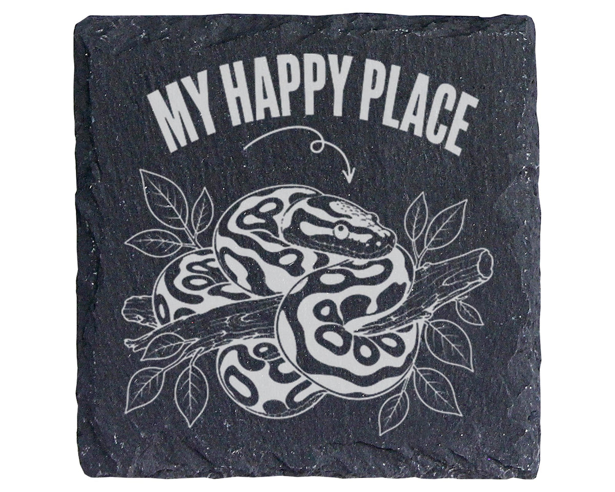 Schiefer Untersetzer Schlange My Happy Place - Geschenk fuer Reptilien – Bild 1