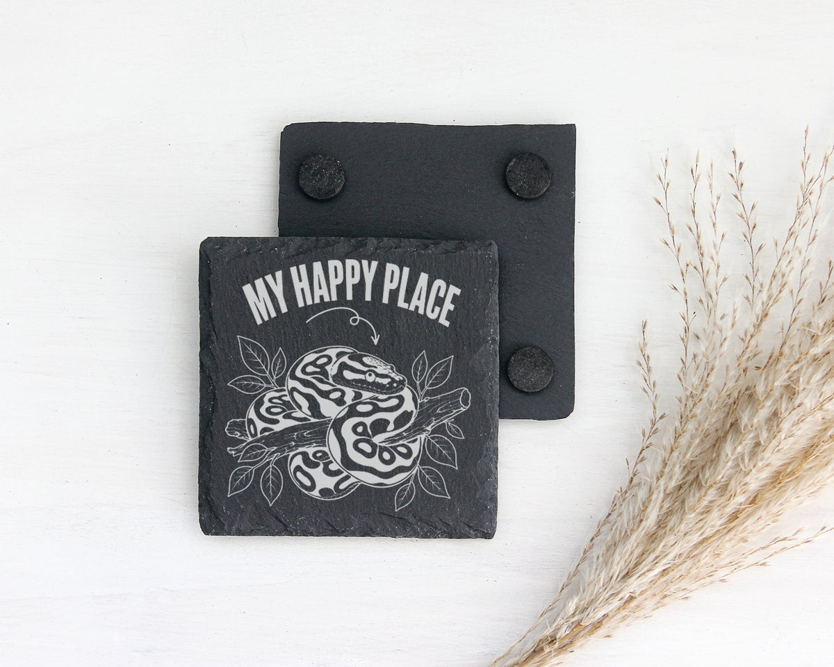 Schiefer Untersetzer Schlange My Happy Place - Geschenk fuer Reptilien – Bild 2