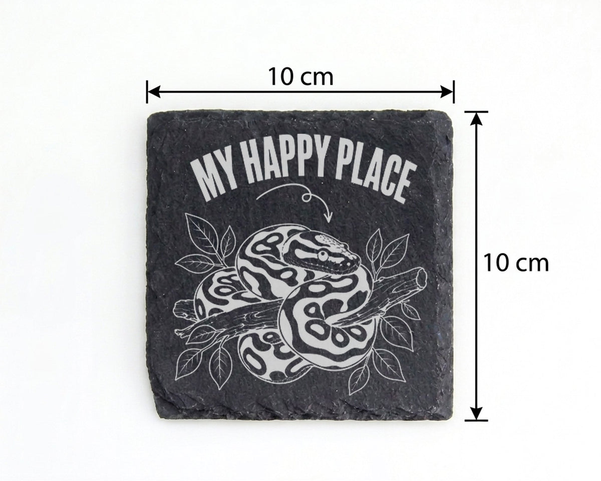 Schiefer Untersetzer Schlange My Happy Place - Geschenk fuer Reptilien – Bild 4