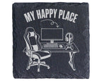 Schiefer Untersetzer Gaming My Happy Place - Geschenk für Gamer Zocker – Bild 1