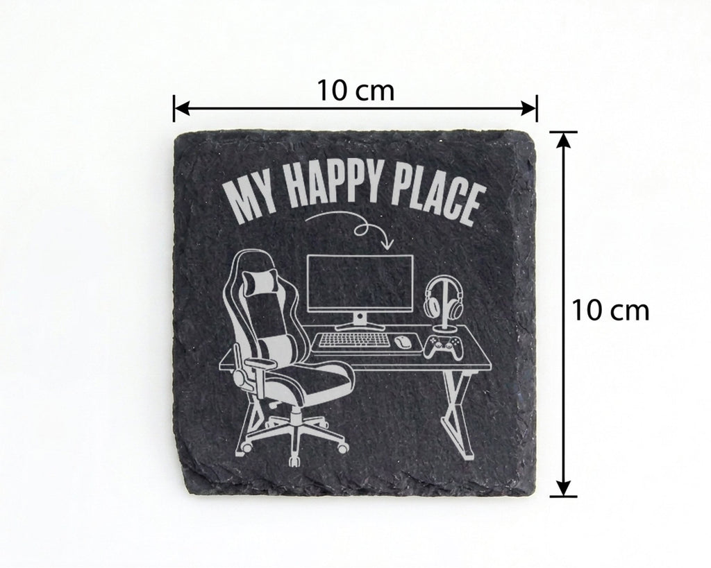Schiefer Untersetzer Gaming My Happy Place - Geschenk für Gamer Zocker – Bild 4