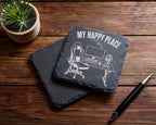 Schiefer Untersetzer Gaming My Happy Place - Geschenk für Gamer Zocker – Bild 5
