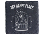 Schiefer Untersetzer Papagei Wellensittich My Happy Place - Geschenk f – Bild 1