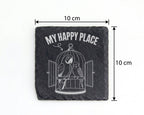 Schiefer Untersetzer Papagei Wellensittich My Happy Place - Geschenk f – Bild 4