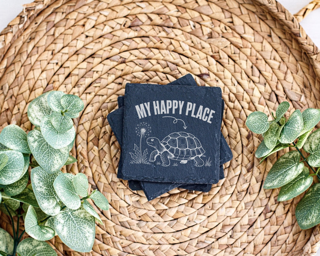 Schiefer Untersetzer Schildkröte My Happy Place - Lustiges Geschenk fü – Bild 3