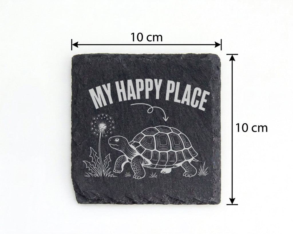 Schiefer Untersetzer Schildkröte My Happy Place - Lustiges Geschenk fü – Bild 4