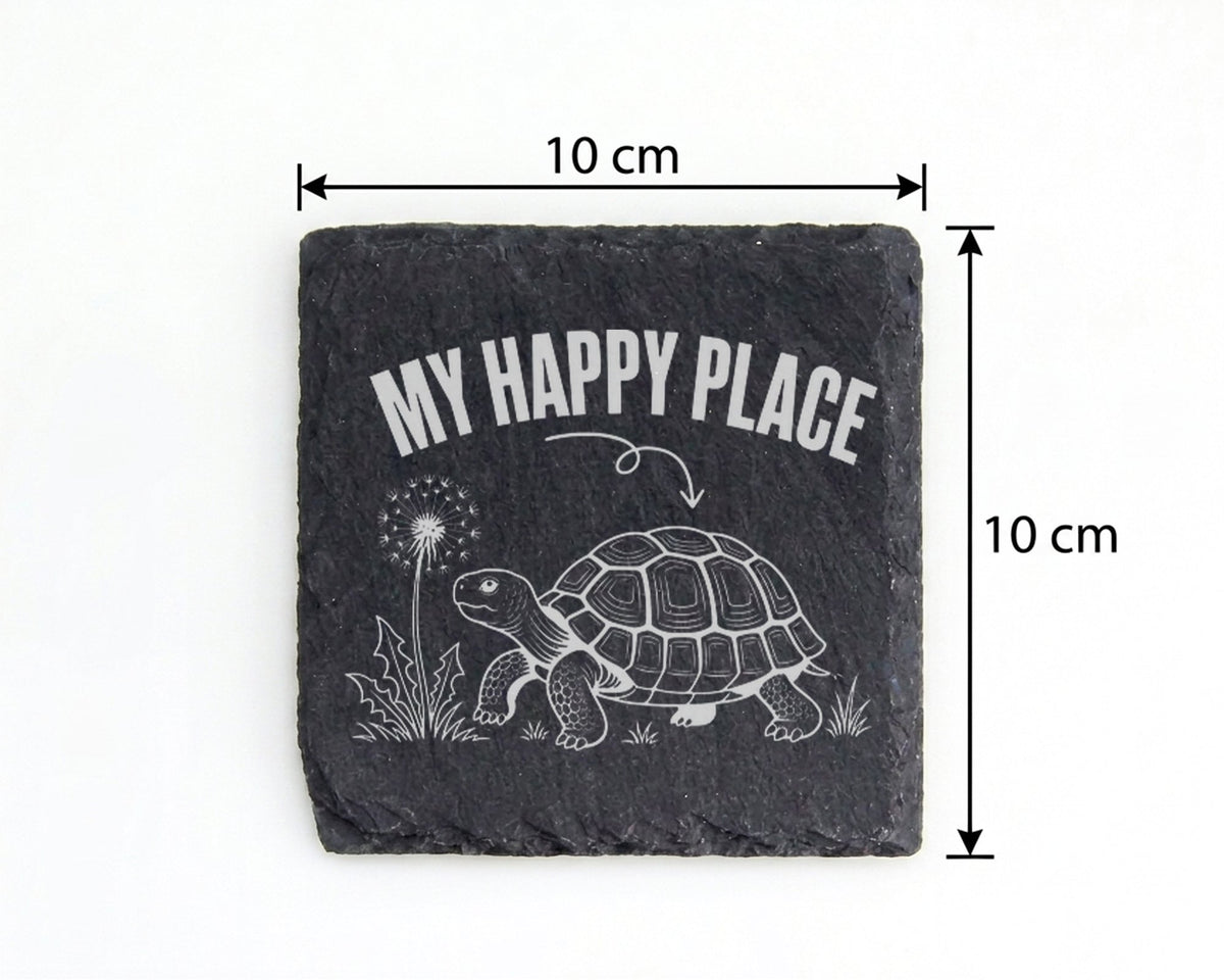 Schiefer Untersetzer Schildkröte My Happy Place - Lustiges Geschenk fü – Bild 4