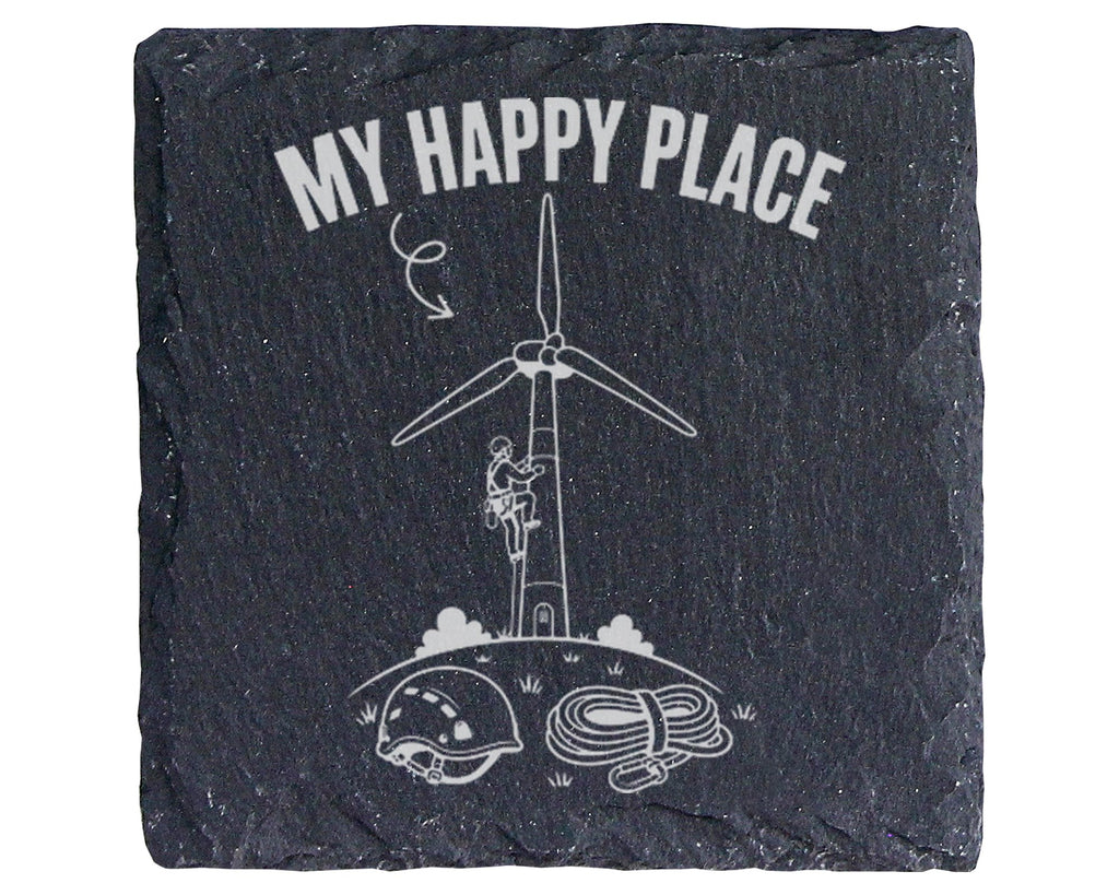 Schiefer Untersetzer Windrad My Happy Place - Geschenk für Servicetech – Bild 1