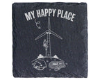 Schiefer Untersetzer Windrad My Happy Place - Geschenk für Servicetech – Bild 1