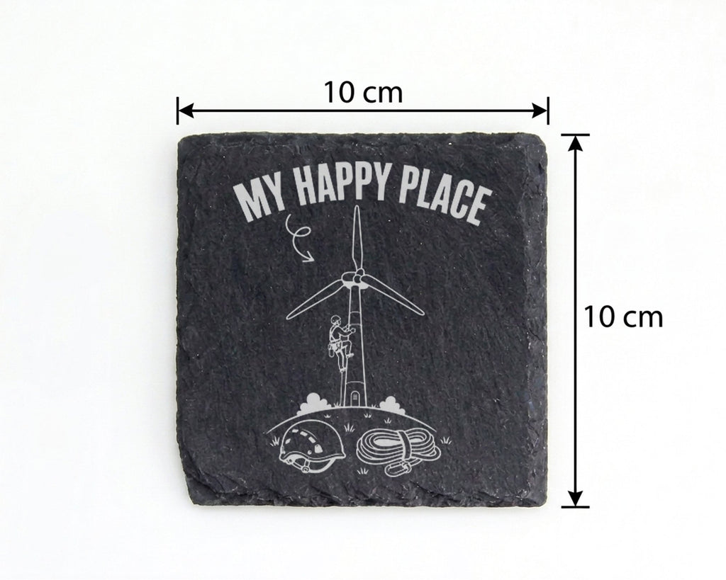 Schiefer Untersetzer Windrad My Happy Place - Geschenk für Servicetech – Bild 4