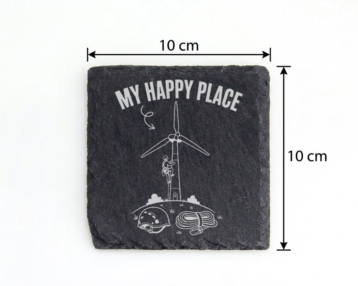 Schiefer Untersetzer Windrad My Happy Place - Geschenk für Servicetech – Bild 4