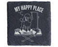 Schiefer Untersetzer Pudel My Happy Place - Geschenk Für Hundefriseur  – Bild 1