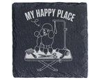Schiefer Untersetzer Pudel My Happy Place - Geschenk Für Hundefriseur  – Bild 1