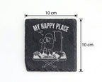Schiefer Untersetzer Pudel My Happy Place - Geschenk Für Hundefriseur  – Bild 4
