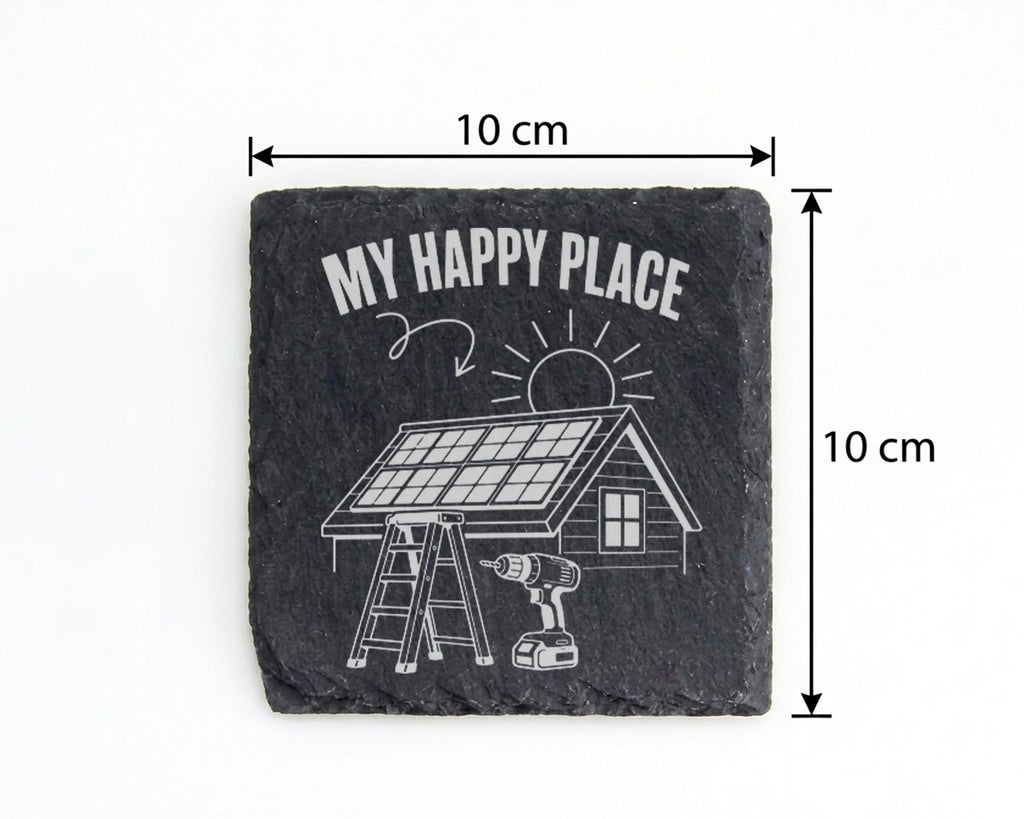 Schiefer Untersetzer Solaranlage My Happy Place - Geschenk für Besitze – Bild 4