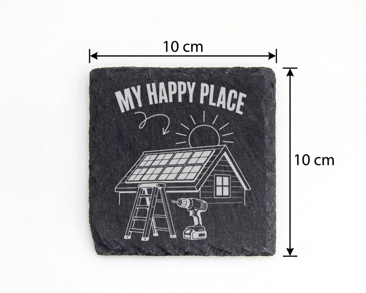 Schiefer Untersetzer Solaranlage My Happy Place - Geschenk für Besitze – Bild 4