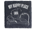 Schiefer Untersetzer Schweißer My Happy Place - Geschenk für Handwerke – Bild 1