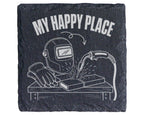 Schiefer Untersetzer Schweißer My Happy Place - Geschenk für Handwerke – Bild 1