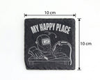 Schiefer Untersetzer Schweißer My Happy Place - Geschenk für Handwerke – Bild 4