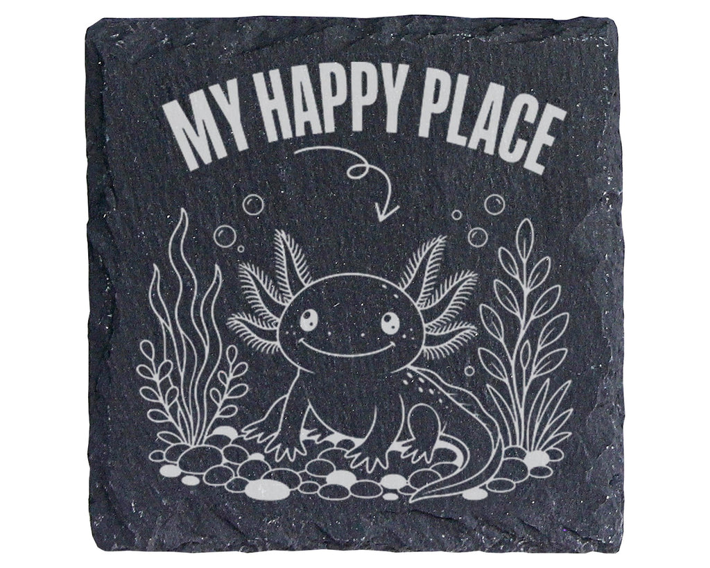 Schiefer Untersetzer Axolotl My Happy Place - Süßes Geschenk für Kinde – Bild 1