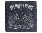 Schiefer Untersetzer Axolotl My Happy Place - Süßes Geschenk für Kinde – Bild 1