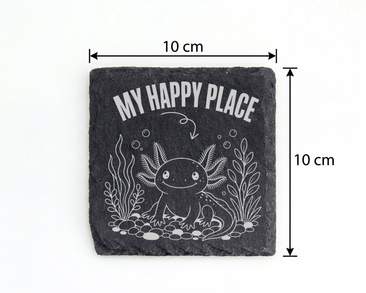 Schiefer Untersetzer Axolotl My Happy Place - Süßes Geschenk für Kinde – Bild 4