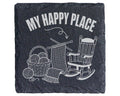 Schiefer Untersetzer Stricken My Happy Place - Geschenk Für Oma Strick – Bild 1