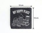 Schiefer Untersetzer Stricken My Happy Place - Geschenk Für Oma Strick – Bild 4
